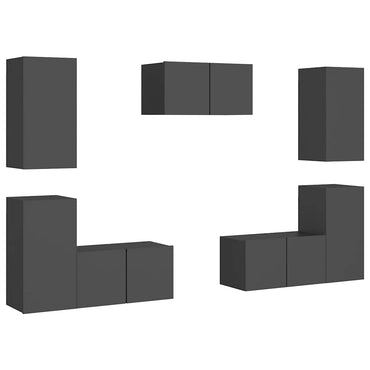 vidaXL Ensemble de 7 meubles TV Gris Bois d'ingénierie