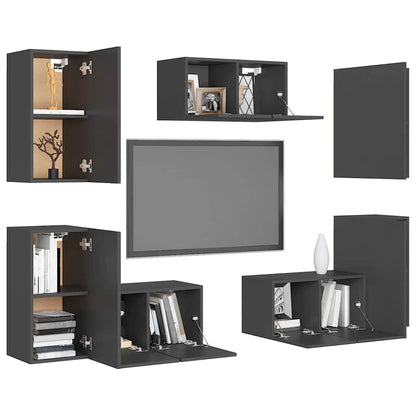 vidaXL Ensemble de 7 meubles TV Gris Bois d'ingénierie