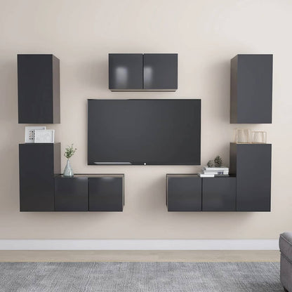 vidaXL Ensemble de 7 meubles TV Gris Bois d'ingénierie