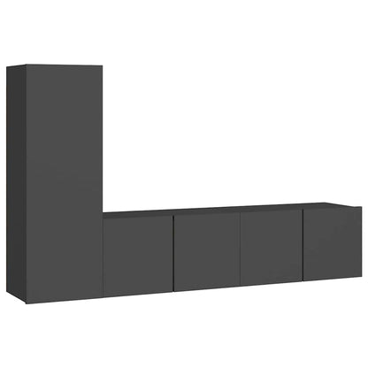 vidaXL Meuble TV, 3 pcs, gris, bois d'ingénierie