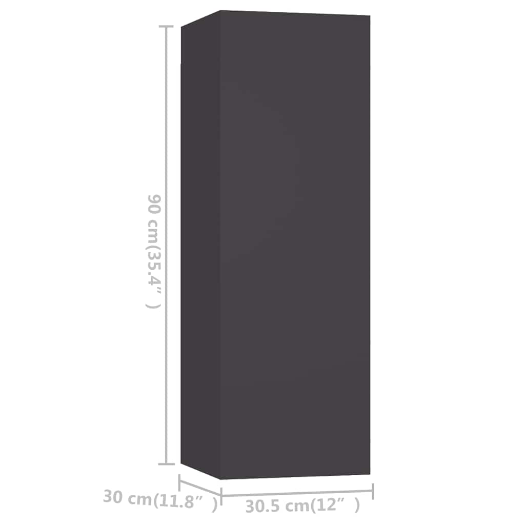 vidaXL Meuble TV, 3 pcs, gris, bois d'ingénierie