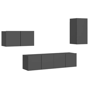 vidaXL Ensemble de meubles TV 4 pièces Gris Bois d'ingénierie