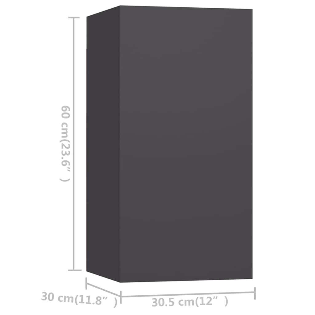 vidaXL 4-tlg. TV-Schrank-Set Grau Holzwerkstoff