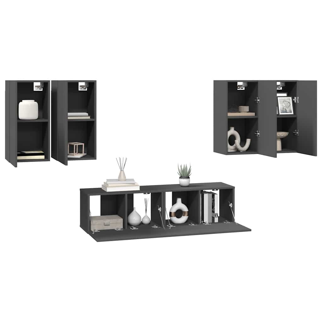 vidaXL Ensemble de meubles TV 6 pcs Gris Bois d'ingénierie