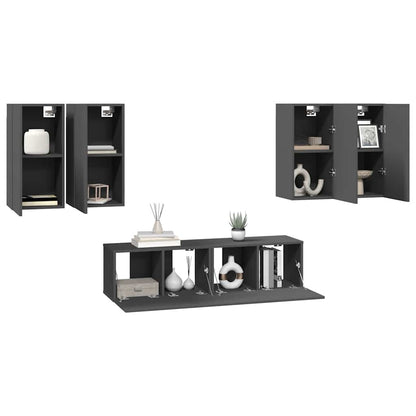 vidaXL Ensemble de meubles TV 6 pcs Gris Bois d'ingénierie