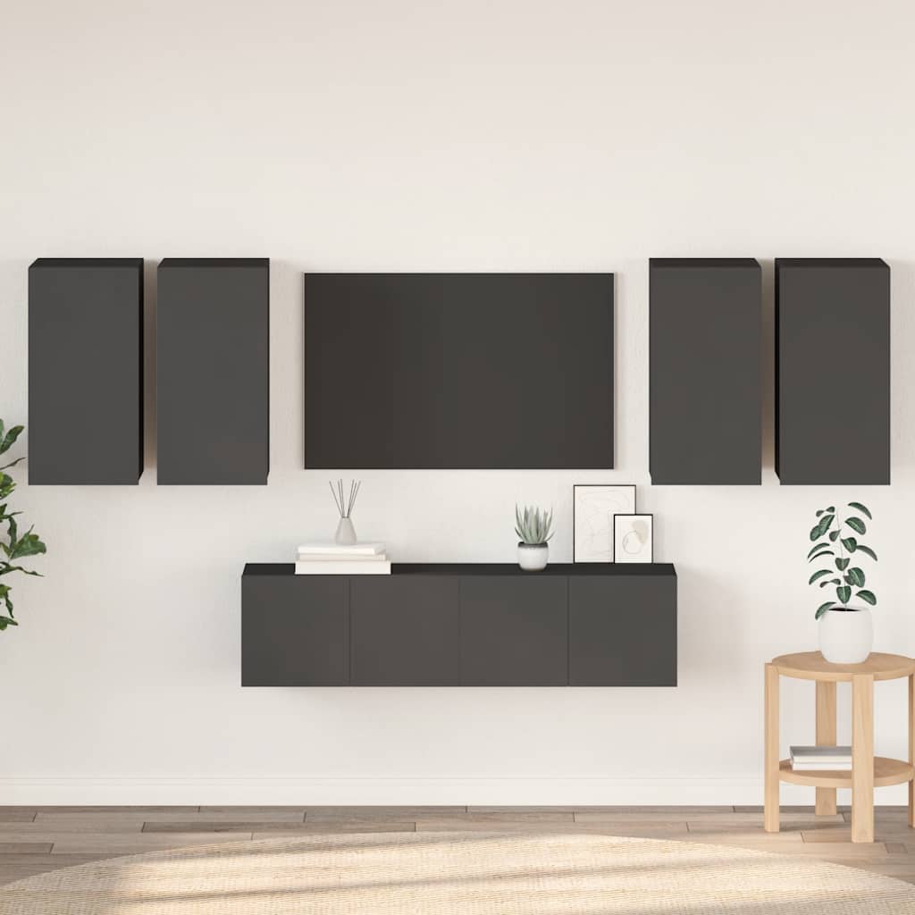 vidaXL Ensemble de meubles TV 6 pcs Gris Bois d'ingénierie