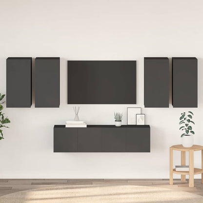 vidaXL Ensemble de meubles TV 6 pcs Gris Bois d'ingénierie