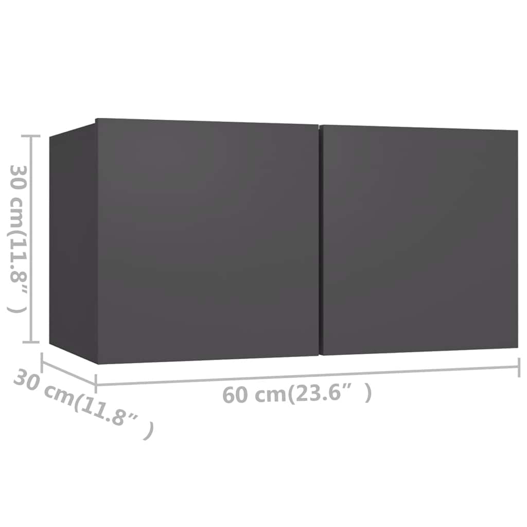 vidaXL Ensemble de meubles TV 4 pièces Gris Bois d'ingénierie