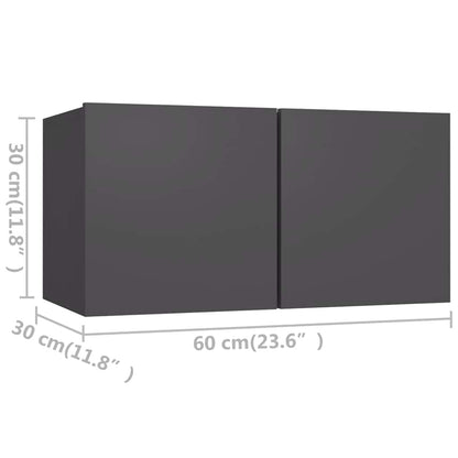 vidaXL Ensemble de meubles TV 4 pièces Gris Bois d'ingénierie