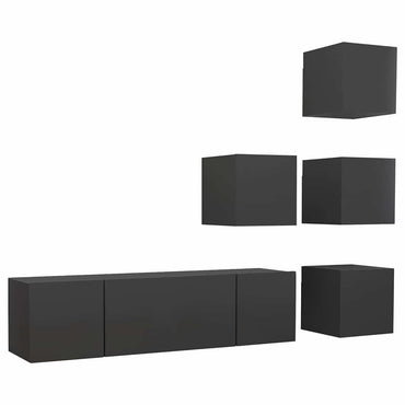 vidaXL Ensemble de meubles TV 6 pièces Gris Bois d'ingénierie