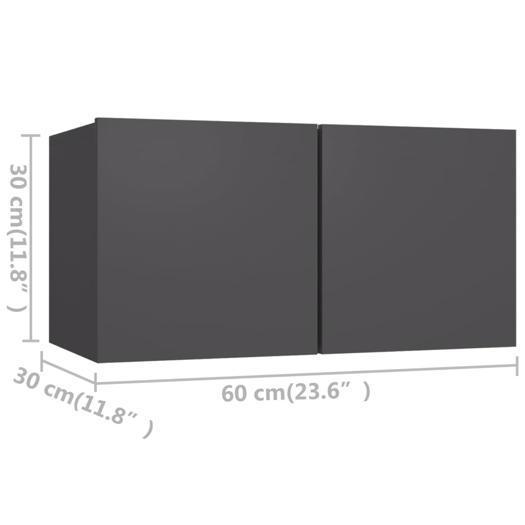 vidaXL 4-tlg. TV-Schrank-Set Grau Holzwerkstoff