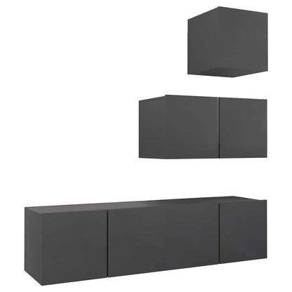 vidaXL Ensemble de meubles TV 4 pièces Gris Bois d'ingénierie