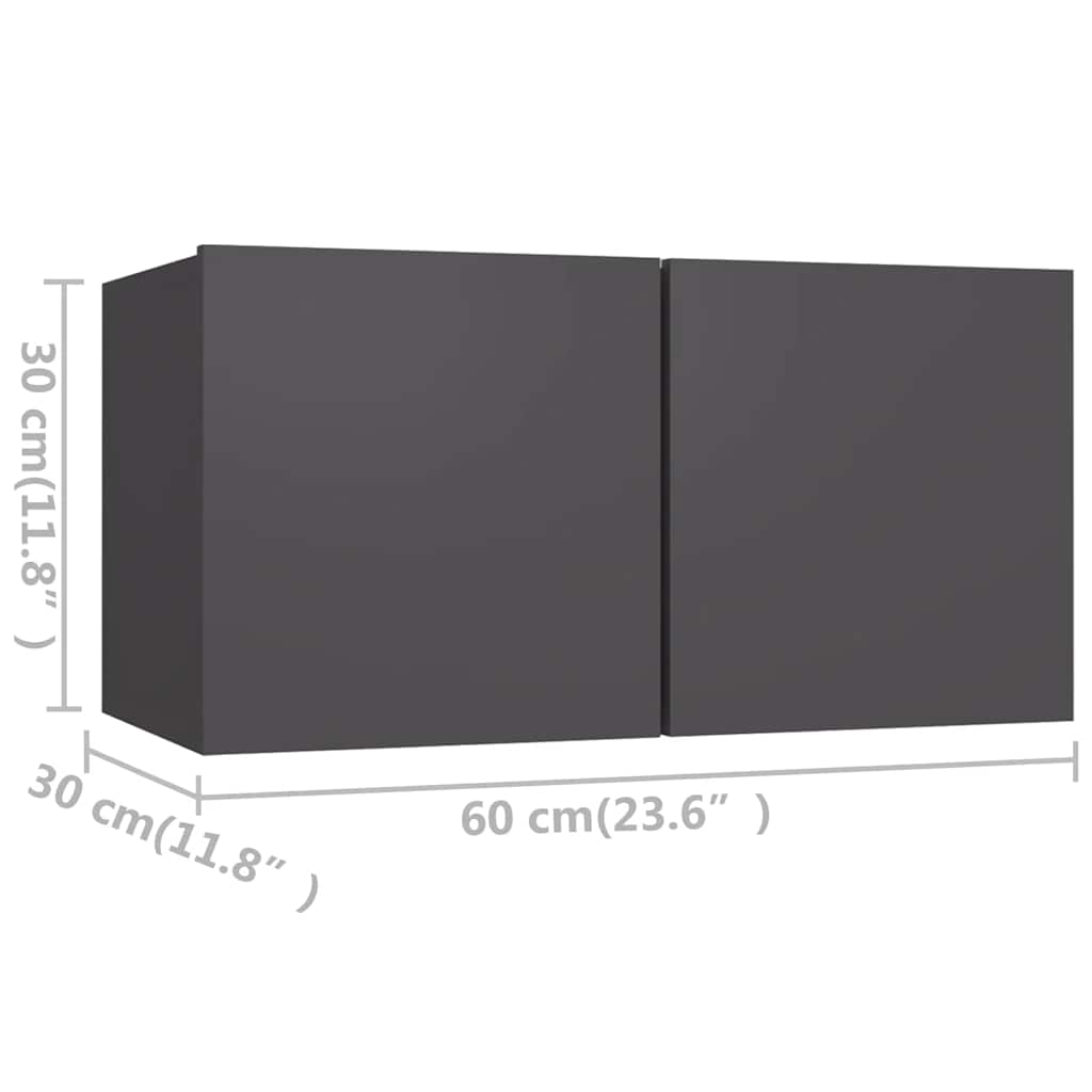 vidaXL Ensemble de meubles TV 4 pièces Gris Bois d'ingénierie
