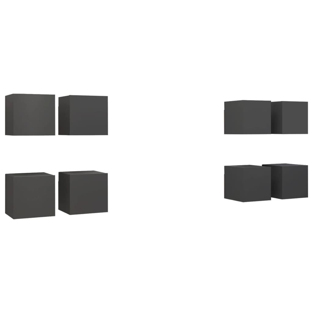 vidaXL TV-Wandschränke 8 Stk. Grau 30,5x30x30 cm