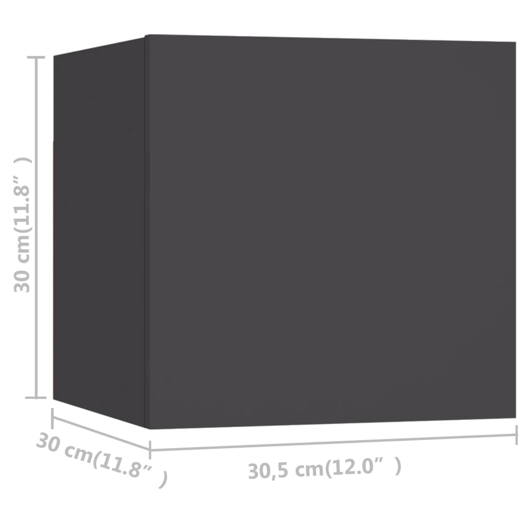 vidaXL TV-Wandschränke 8 Stk. Grau 30,5x30x30 cm