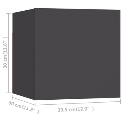 vidaXL TV-Wandschränke 8 Stk. Grau 30,5x30x30 cm