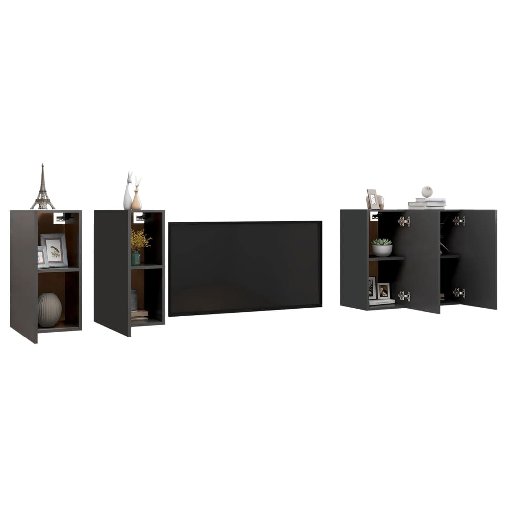 vidaXL Meubles TV 4 pcs Gris 30,5x30x60 cm Bois d'ingénierie
