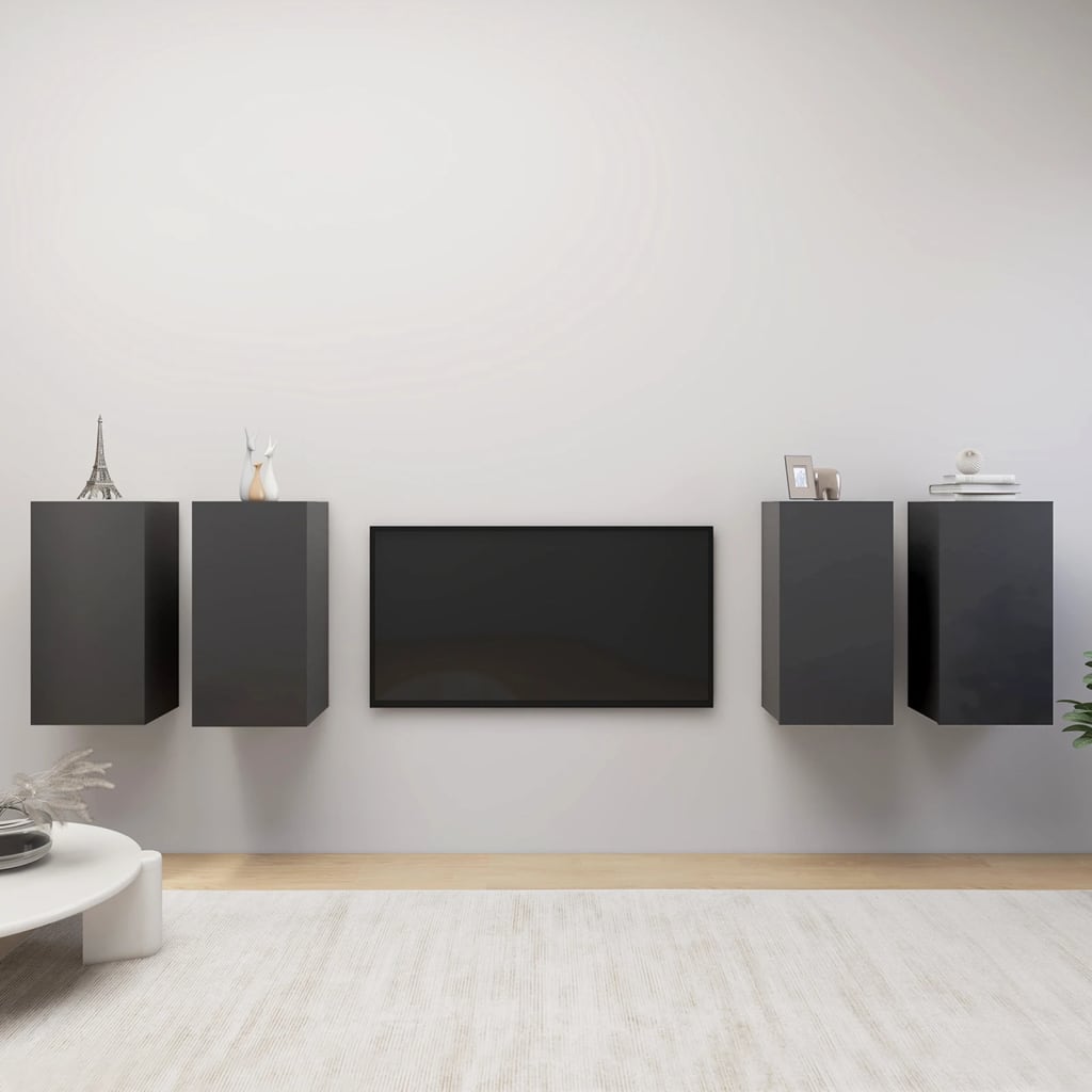 vidaXL Meubles TV 4 pcs Gris 30,5x30x60 cm Bois d'ingénierie