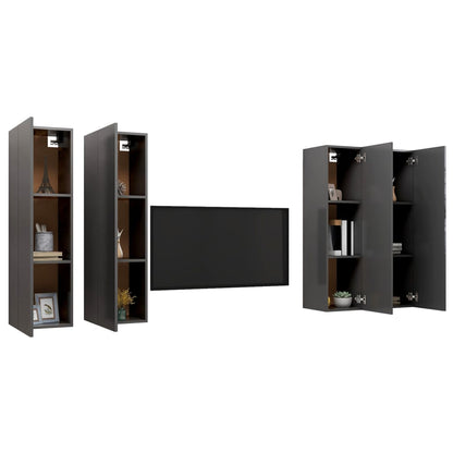 vidaXL Meubles TV 4 pcs Gris 30,5x30x110 cm Bois d'ingénierie
