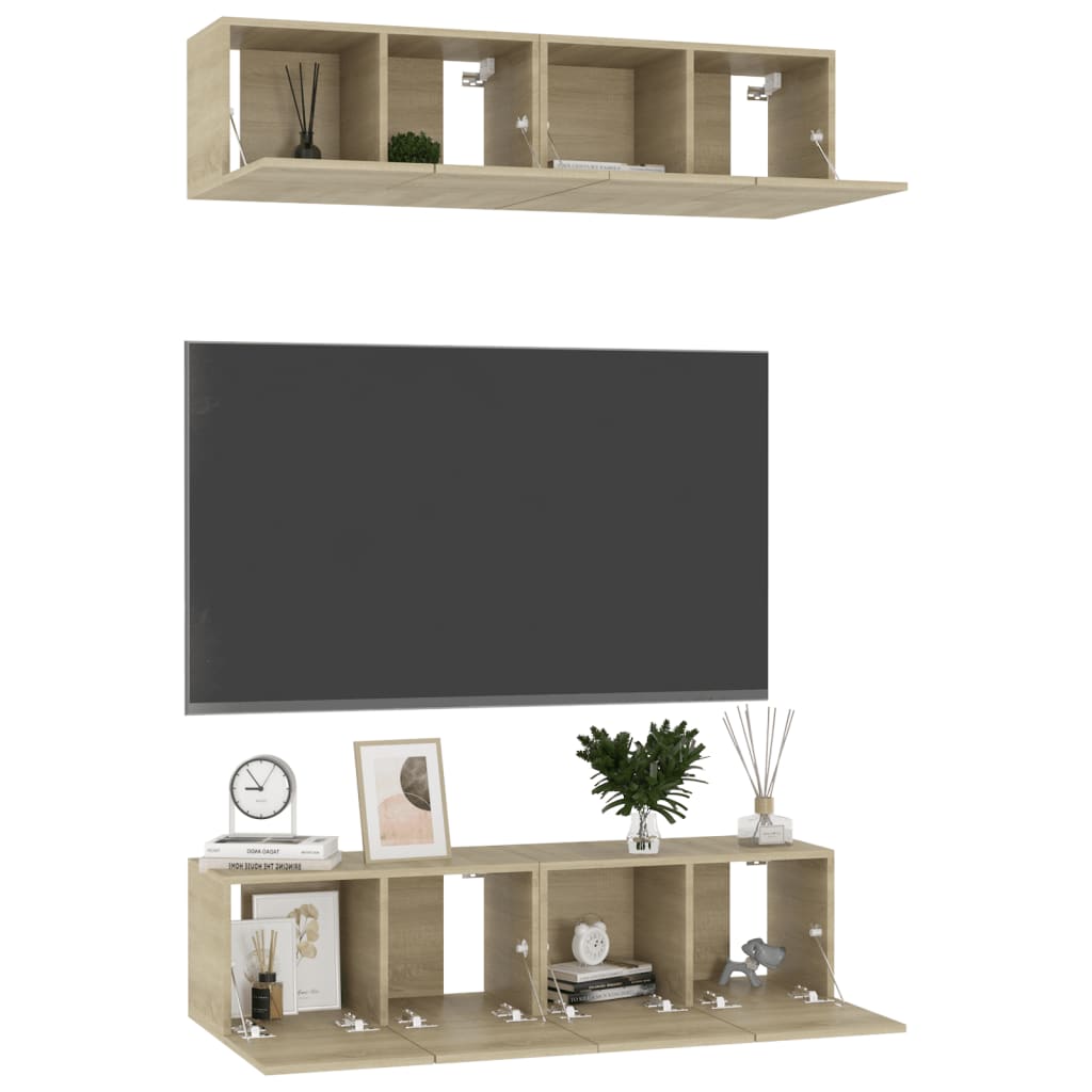vidaXL Meubles TV 4 pcs Chêne Sonoma 60x30x30 cm Bois d'ingénierie