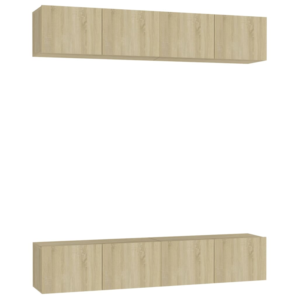 vidaXL Meubles TV 4 pcs Chêne Sonoma 80x30x30 cm Aggloméré