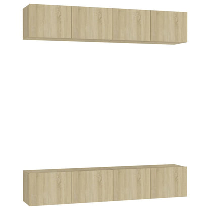 vidaXL Meubles TV 4 pcs Chêne Sonoma 80x30x30 cm Aggloméré