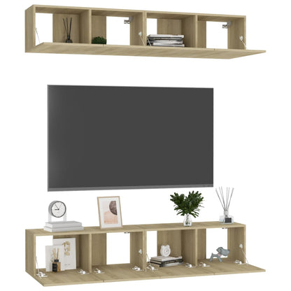 vidaXL Meubles TV 4 pcs Chêne Sonoma 80x30x30 cm Aggloméré