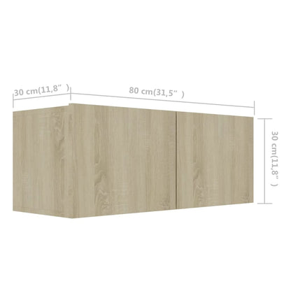 vidaXL Meubles TV 4 pcs Chêne Sonoma 80x30x30 cm Aggloméré
