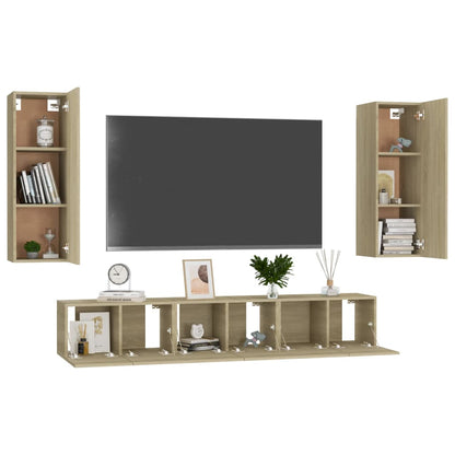 vidaXL Meuble TV 5 pièces Bois d'ingénierie Chêne Sonoma