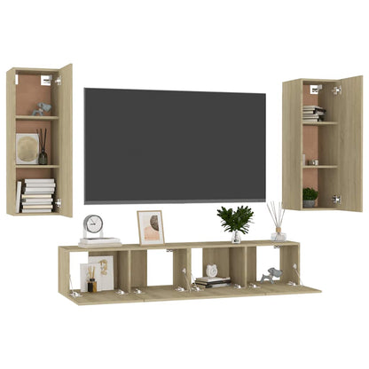 vidaXL Meuble TV 4 pcs Aggloméré Chêne Sonoma