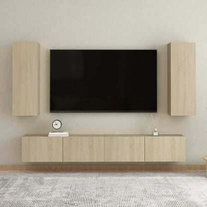 vidaXL Meuble TV 4 pcs Aggloméré Chêne Sonoma