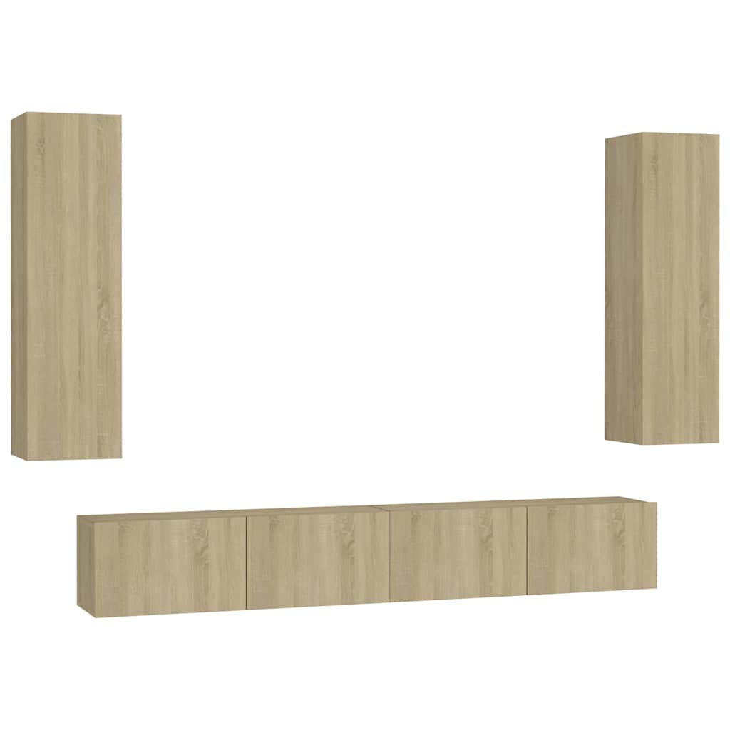vidaXL Meuble TV 4 pcs Aggloméré Chêne Sonoma