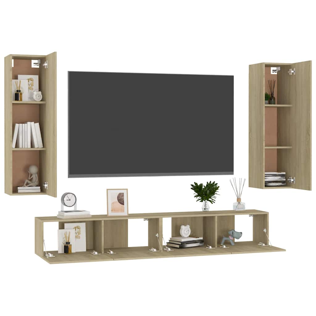 vidaXL Meuble TV 4 pcs Aggloméré Chêne Sonoma