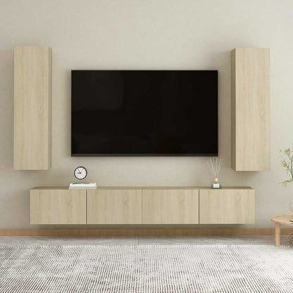 vidaXL Meuble TV 4 pcs Aggloméré Chêne Sonoma