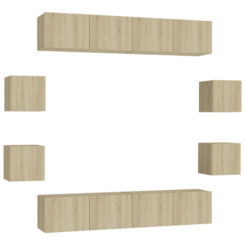 vidaXL Ensemble de meubles TV 8 pièces en aggloméré coloris chêne Sonoma