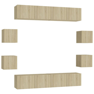 vidaXL Ensemble de meubles TV 8 pièces en aggloméré coloris chêne Sonoma