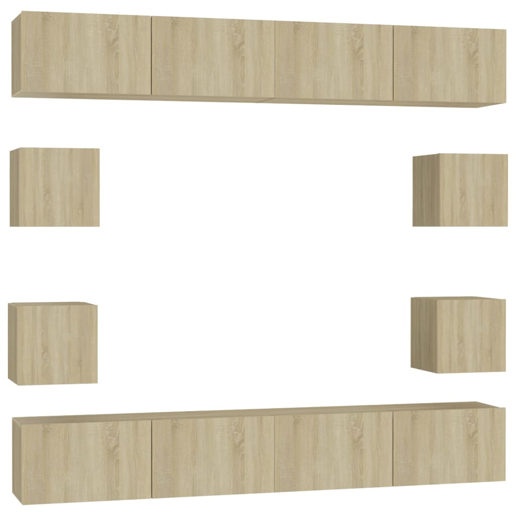 vidaXL Ensemble de meubles TV 8 pièces en aggloméré coloris chêne Sonoma