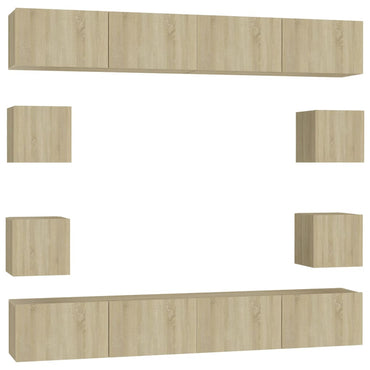 vidaXL Ensemble de meubles TV 8 pièces en aggloméré coloris chêne Sonoma