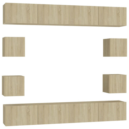 vidaXL Ensemble de meubles TV 8 pièces en aggloméré coloris chêne Sonoma