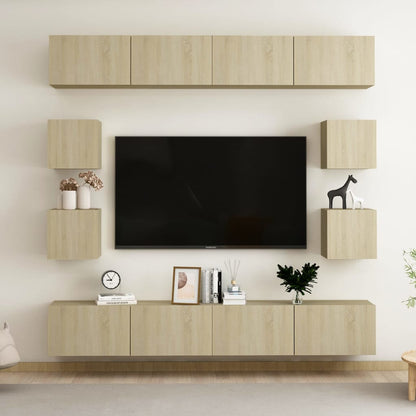 vidaXL Ensemble de meubles TV 8 pièces en aggloméré coloris chêne Sonoma