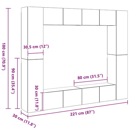 vidaXL Ensemble de 8 meubles TV Chêne Sonoma Bois d'ingénierie