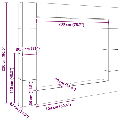 vidaXL Ensemble de meubles TV 8 pièces en aggloméré coloris chêne Sonoma