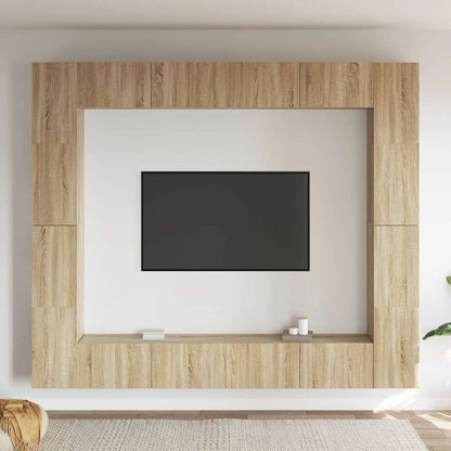 vidaXL Ensemble de meubles TV 8 pièces en aggloméré coloris chêne Sonoma