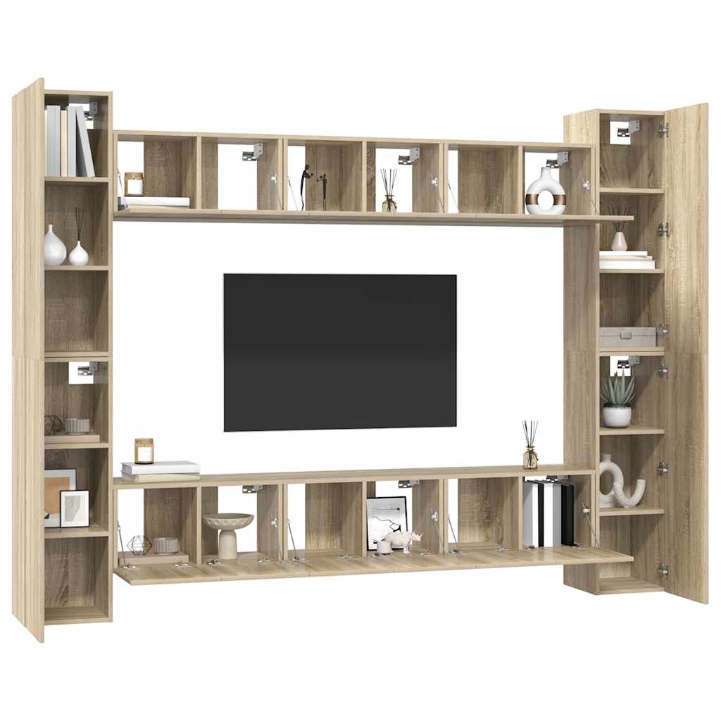 vidaXL Meuble TV, 10 pcs, chêne sonoma, aggloméré