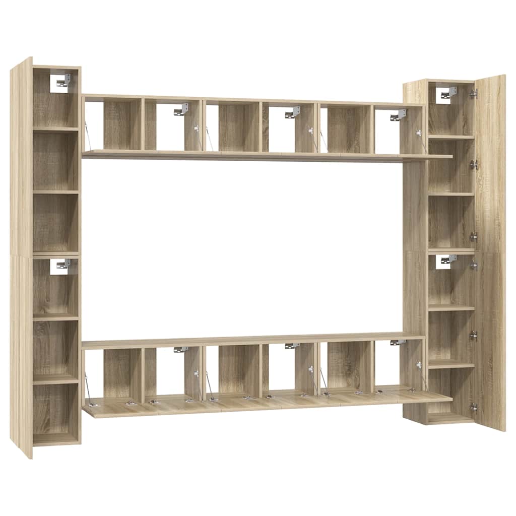 vidaXL Meuble TV, 10 pcs, chêne sonoma, aggloméré