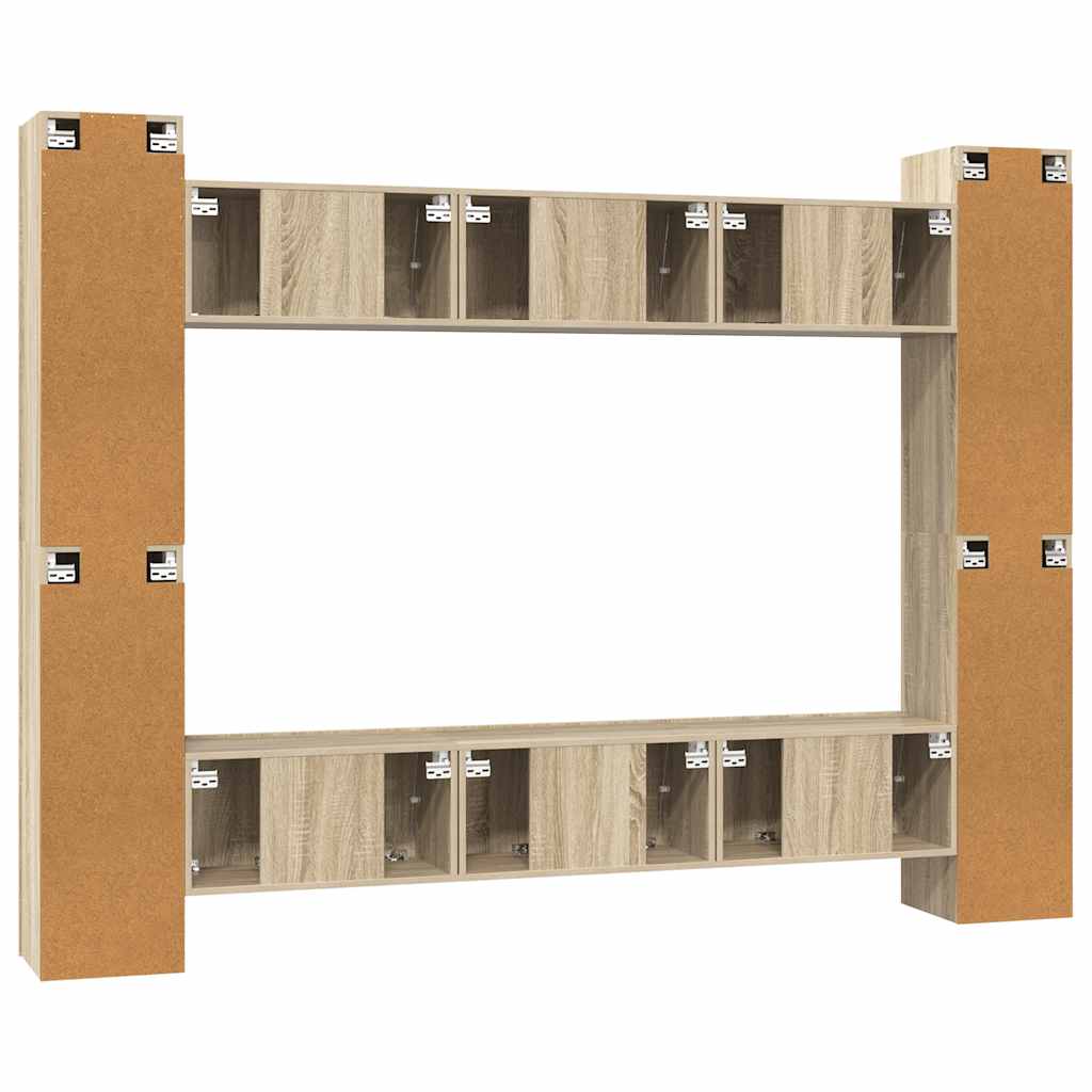 vidaXL Meuble TV, 10 pcs, chêne sonoma, aggloméré