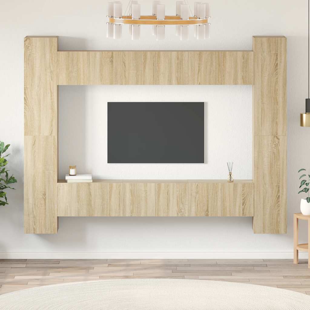 vidaXL Meuble TV, 10 pcs, chêne sonoma, aggloméré