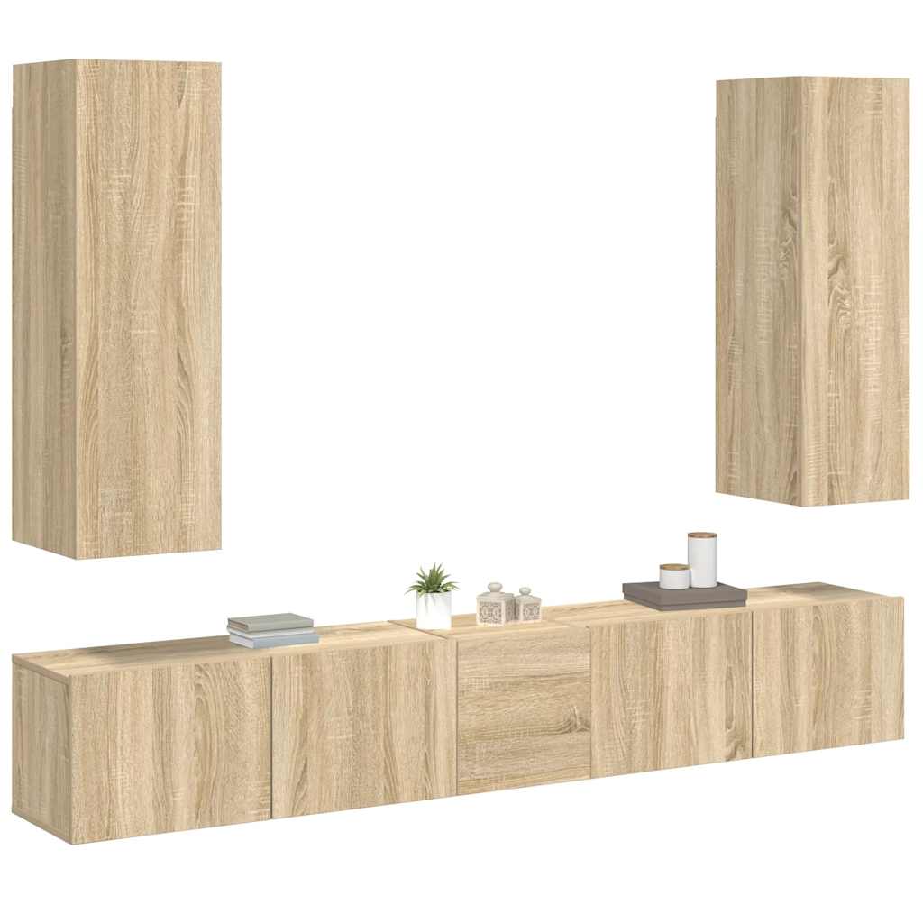 vidaXL Meuble TV 5 pièces Bois d'ingénierie Chêne Sonoma