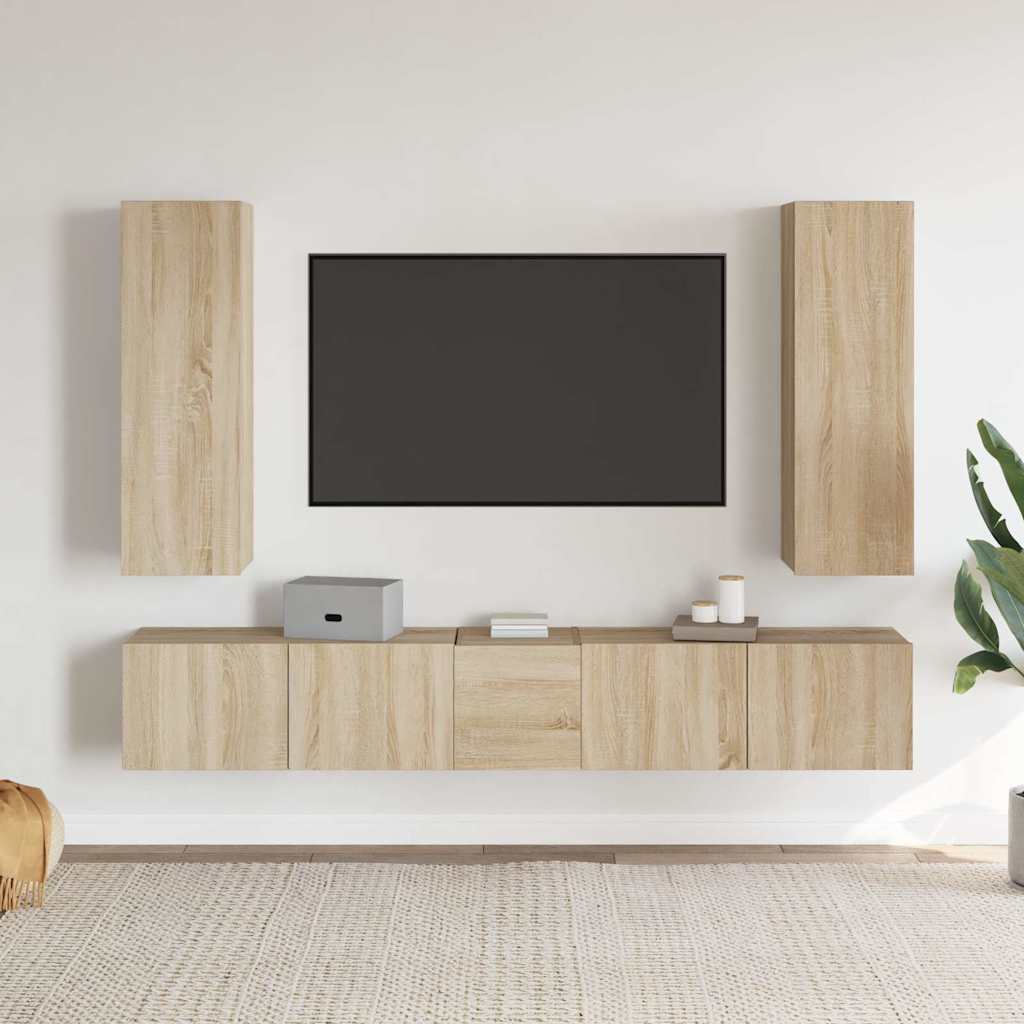 vidaXL Meuble TV 5 pièces Bois d'ingénierie Chêne Sonoma