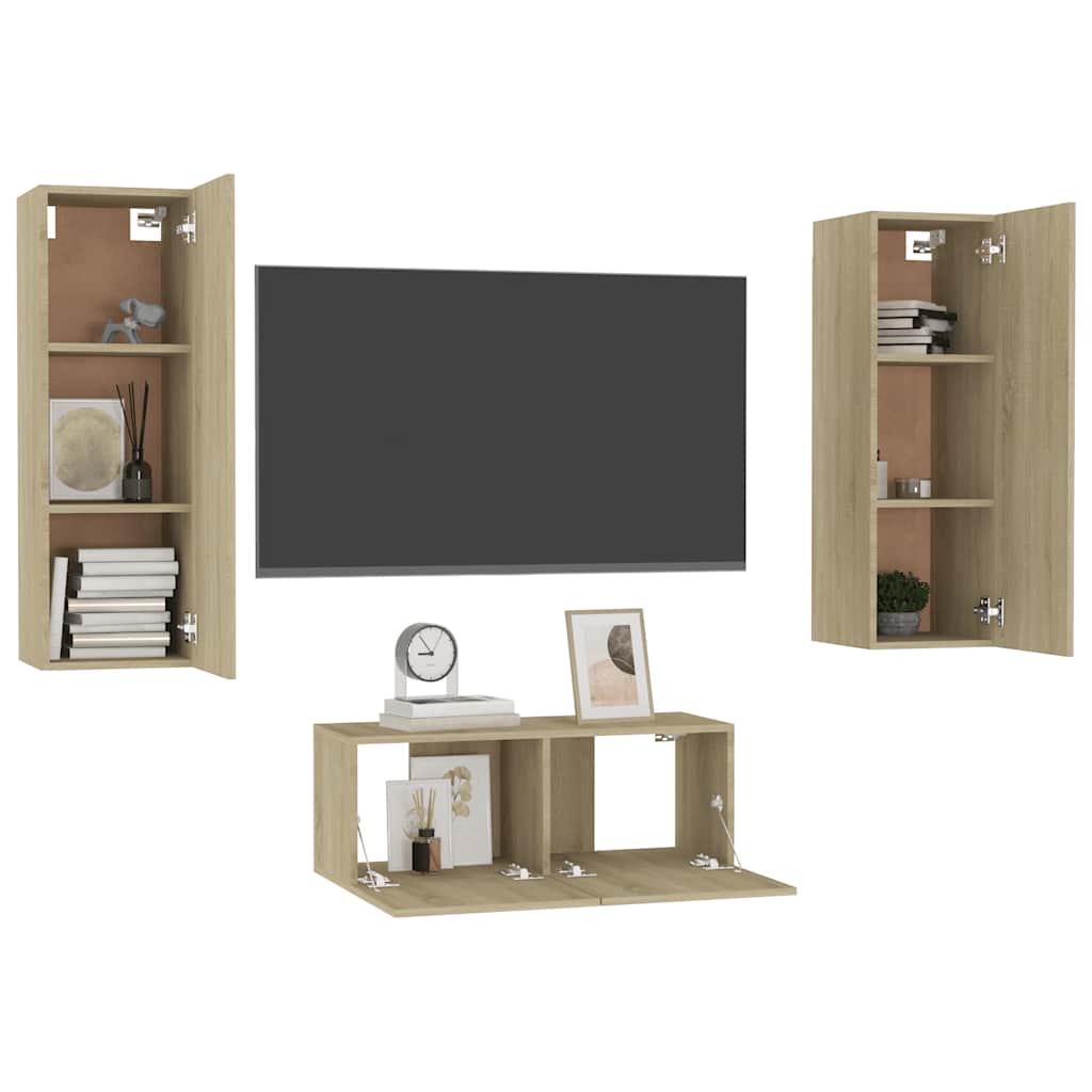 vidaXL Ensemble de 3 meubles TV chêne Sonoma en aggloméré